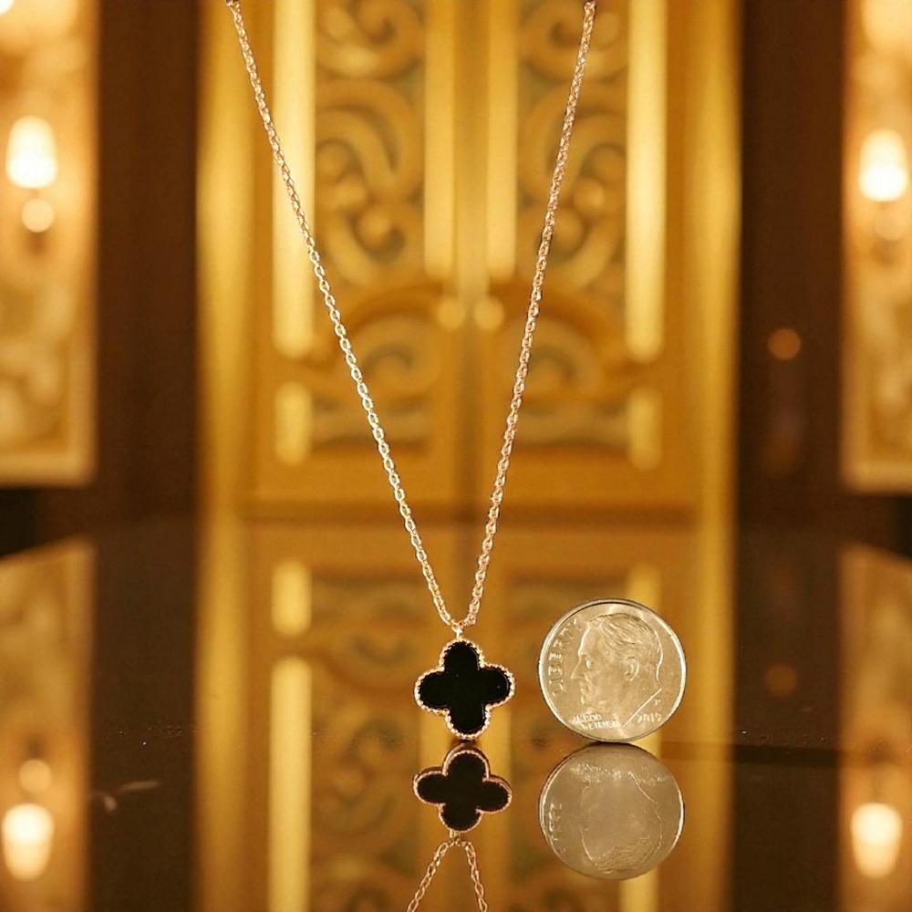 Mini Black Clover Necklace - Picture 2 of 4